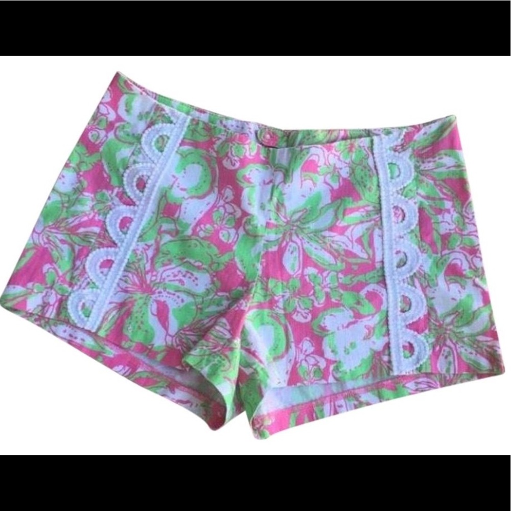Lilly Pulitzer Floral Shorts with Lace Appliqué